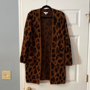 Nine West Animal Print Cardigan - Brown and Black